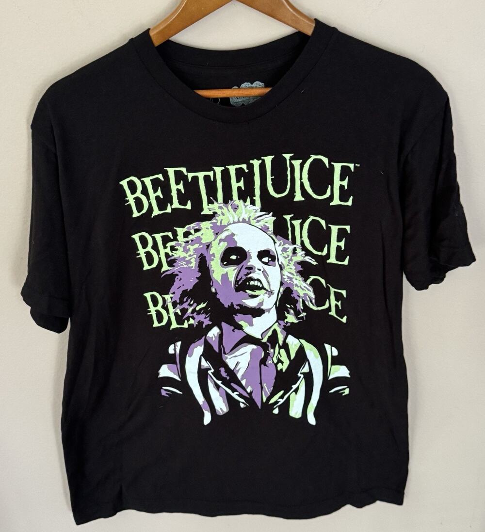 Beetlejuice Movie Graphic T-shirt Men Large Black Short Sleeve